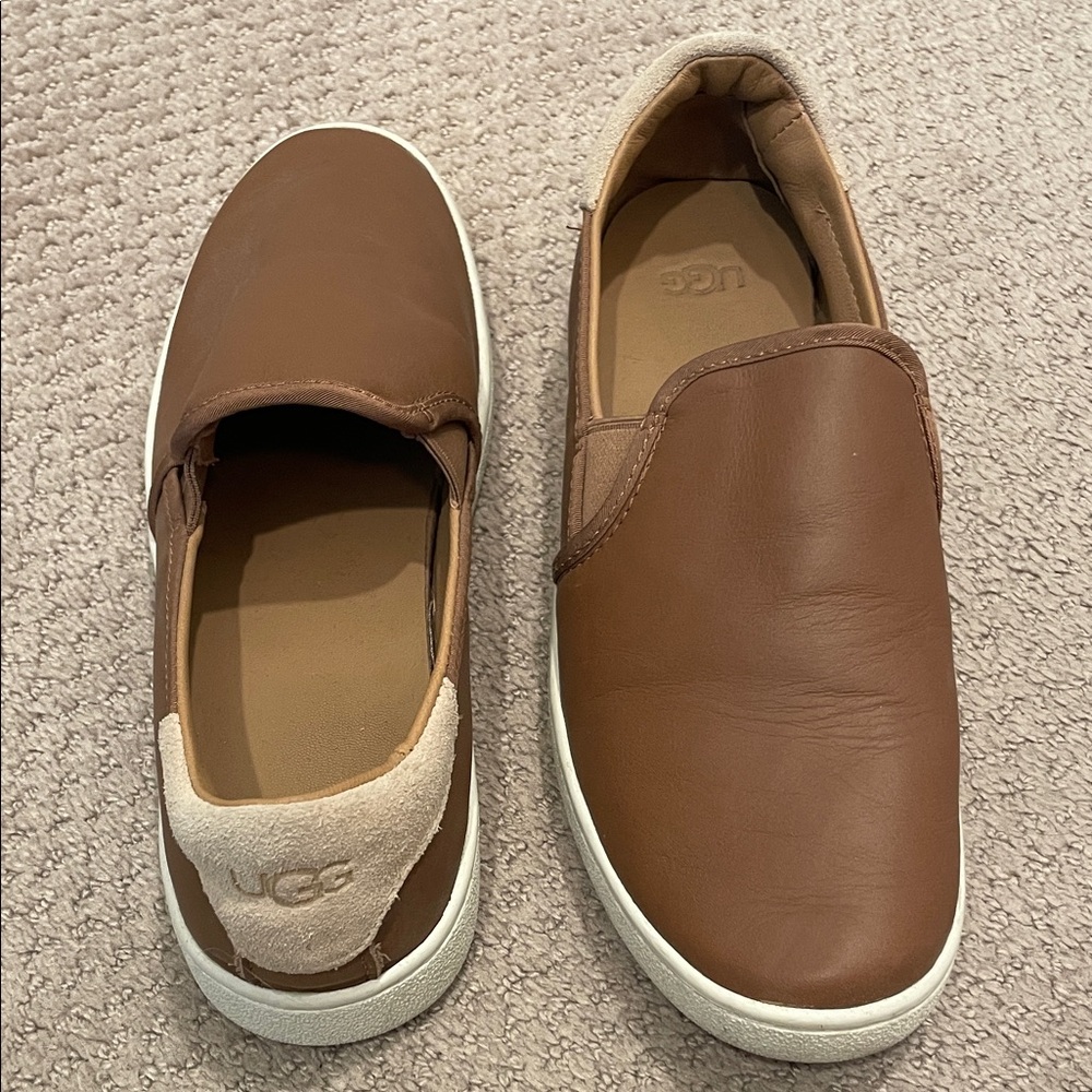 UGG Cas leather slip on sneaker in brown leather